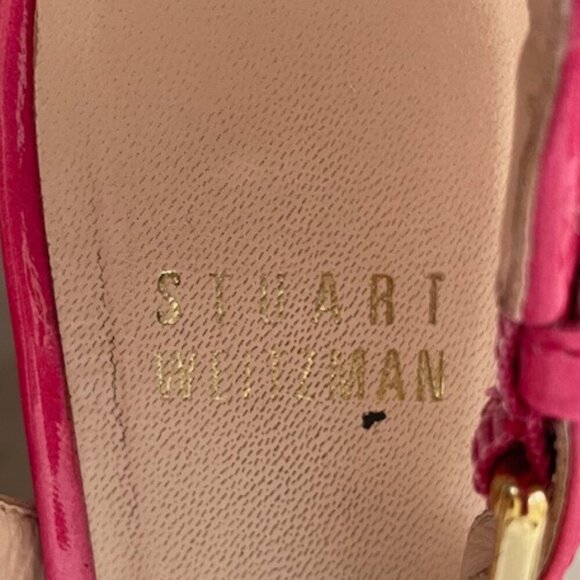 STUART WEITZMAN Jenny Fuchsia Peep Toe Sling Back Cork Wedge 6M - Picture 14 of 17